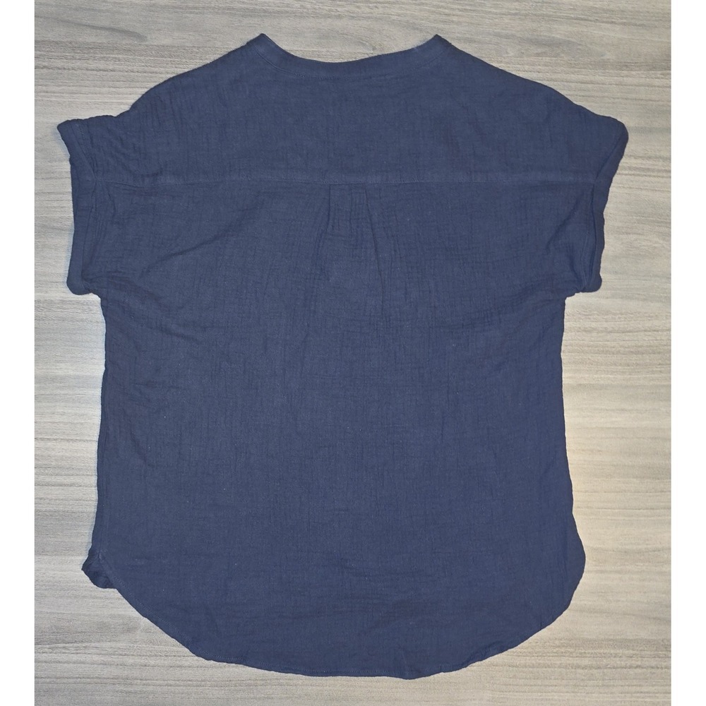 NWT C & C California Navy V Neck Woven Henley Coastal Tropical Resort Women Sz S - Picture 5 of 10